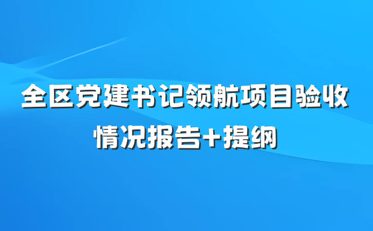全区党建书记领航项目验收情况报告 提纲
