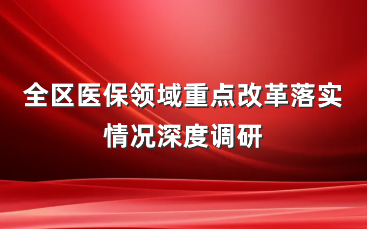 全区医保领域重点改革落实情况深度调研