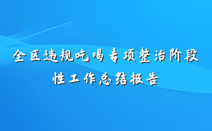 全区违规吃喝专项整治阶段性工作总结报告