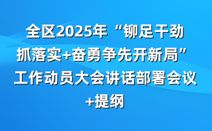 全区2025年“铆足干劲抓落实 奋勇争先开新局”工作动员大会讲话部署会议 提纲