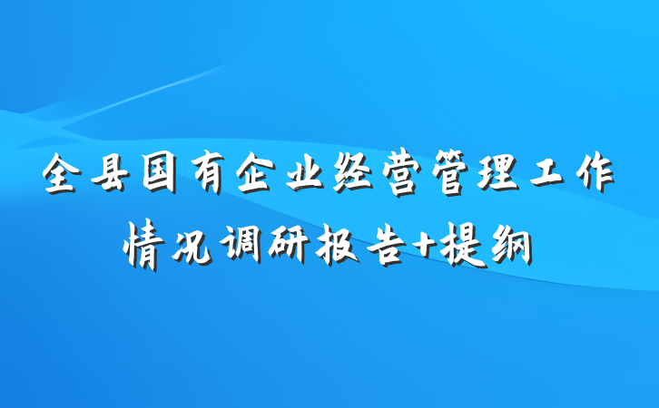 全县国有企业经营管理工作情况调研报告 提纲