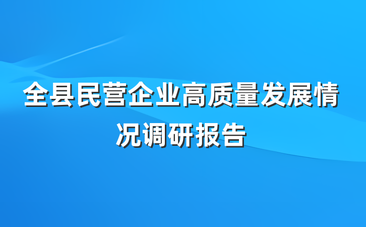 全县民营企业高质量发展情况调研报告