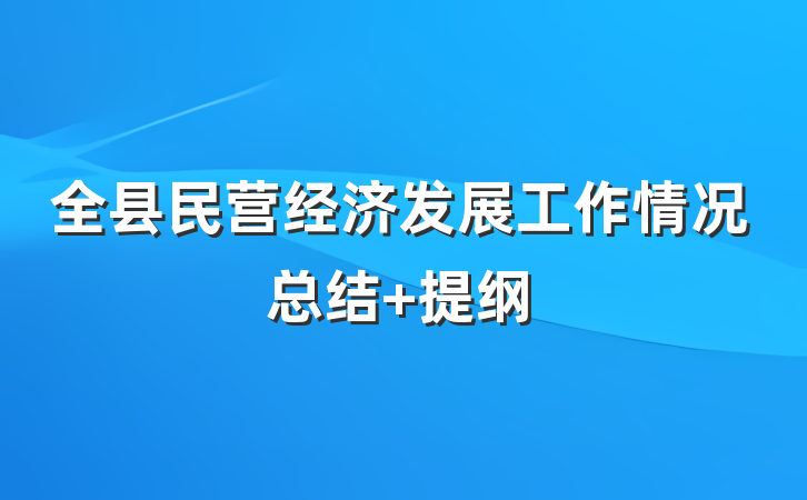 全县民营经济发展工作情况总结 提纲