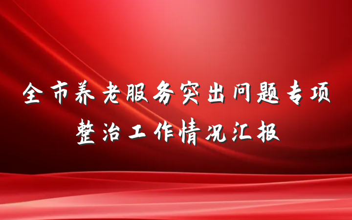 全市养老服务突出问题专项整治工作情况汇报