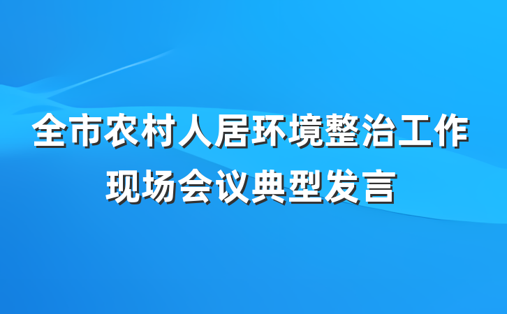 全市农村人居环境整治工作现场会议典型发言