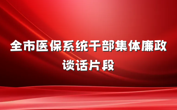 全市医保系统干部集体廉政谈话片段