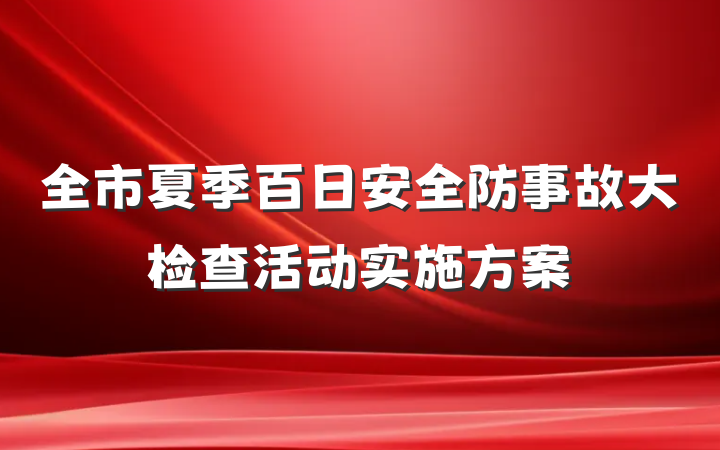 全市夏季百日安全防事故大检查活动实施方案