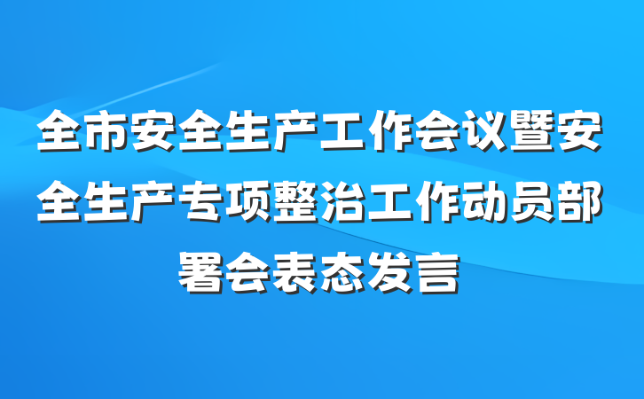 全市安全生产工作会议暨安全生产专项整治工作动员部署会表态发言