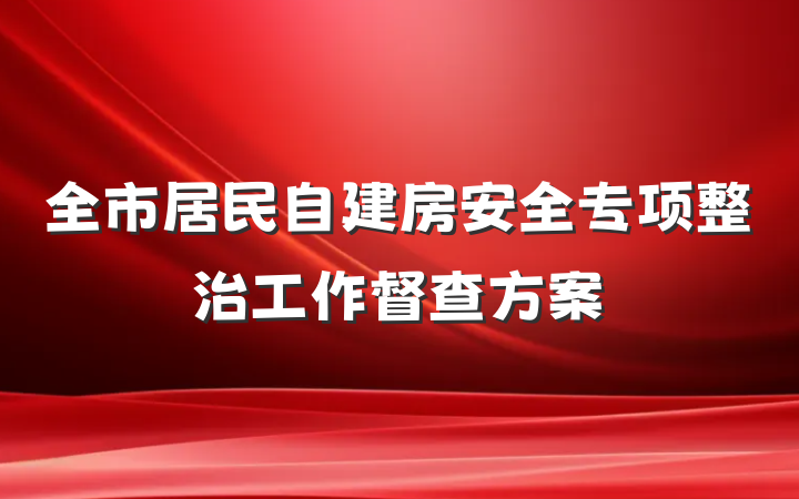 全市居民自建房安全专项整治工作督查方案