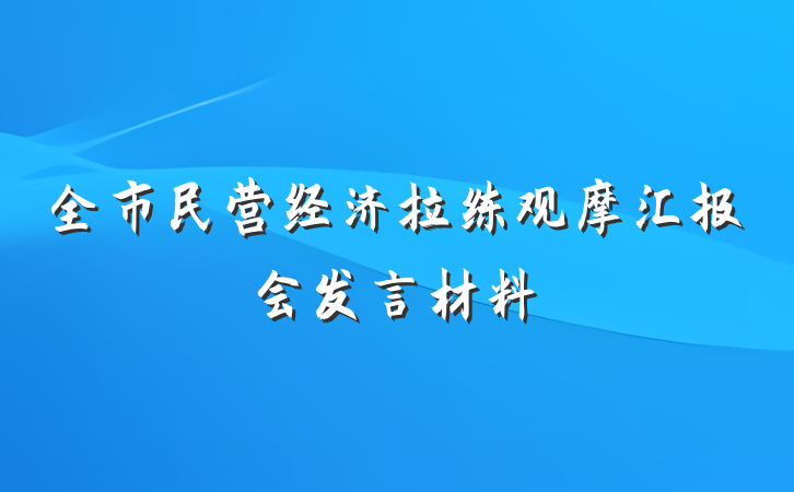 全市民营经济拉练观摩汇报会发言材料