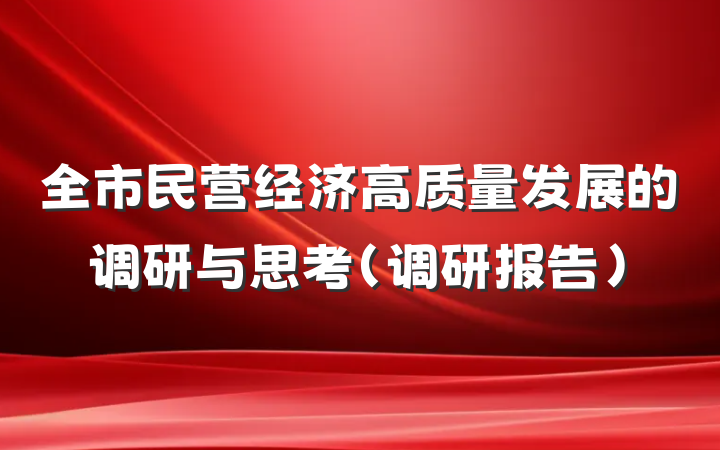 全市民营经济高质量发展的调研与思考（调研报告）