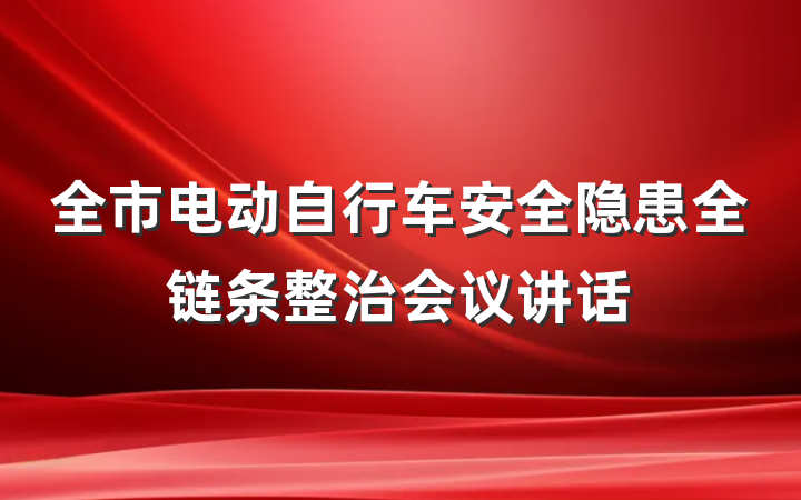 全市电动自行车安全隐患全链条整治会议讲话