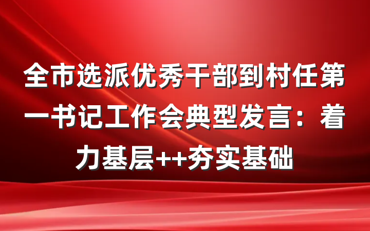 全市选派优秀干部到村任第一书记工作会典型发言：着力基层  夯实基础