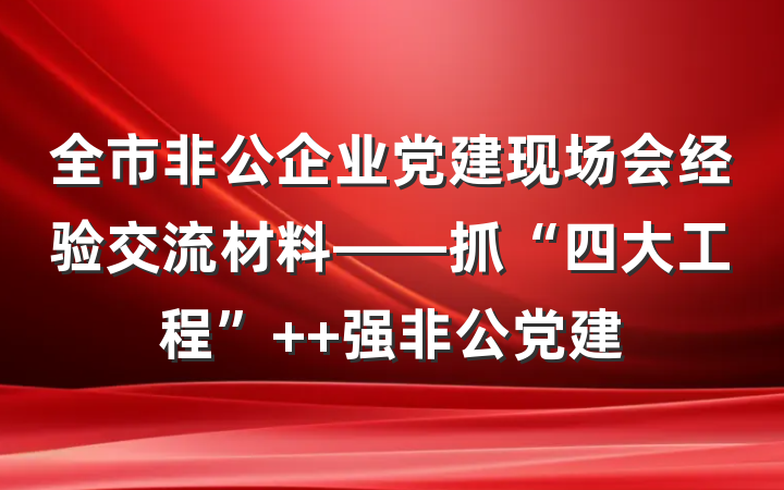 全市非公企业党建现场会经验交流材料——抓“四大工程”  强非公党建