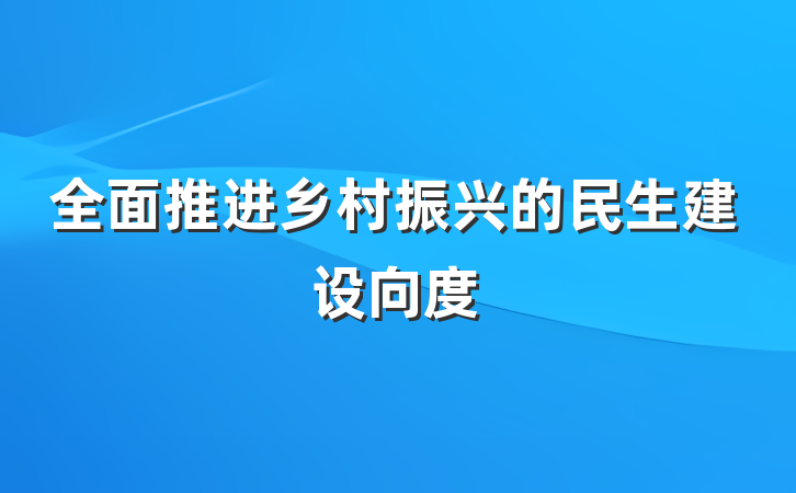 全面推进乡村振兴的民生建设向度