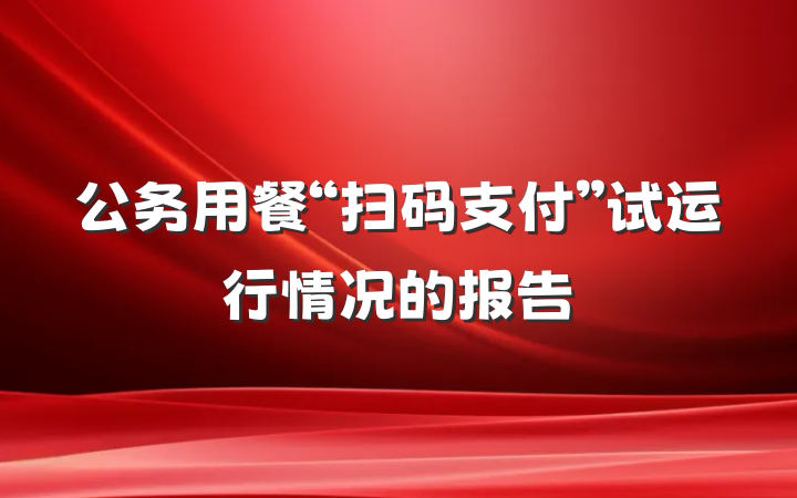 公务用餐“扫码支付”试运行情况的报告
