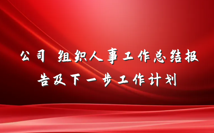 公司​组织人事工作总结报告及下一步工作计划