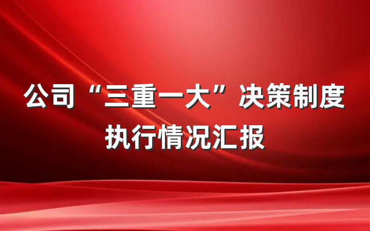 公司“三重一大”决策制度执行情况汇报