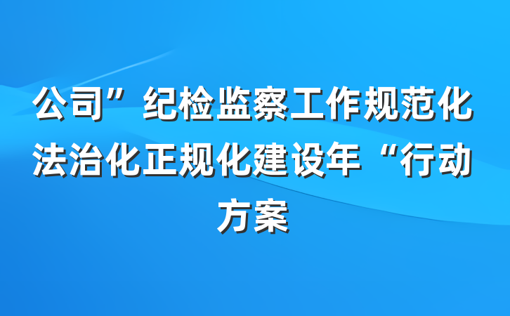 公司”纪检监察工作规范化法治化正规化建设年“行动方案