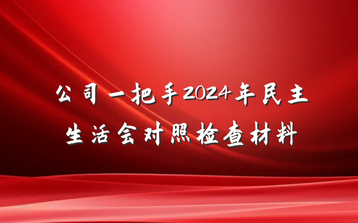 公司一把手2024年民主生活会对照检查材料