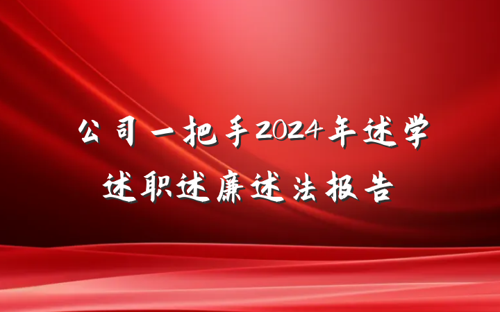 公司一把手2024年述学述职述廉述法报告