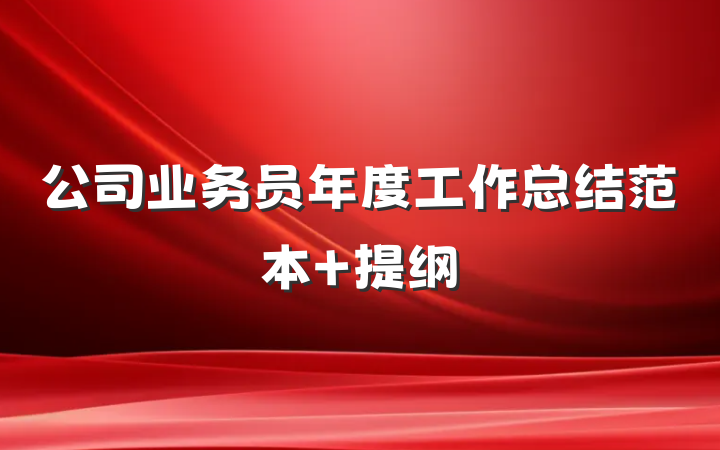 公司业务员年度工作总结范本 提纲