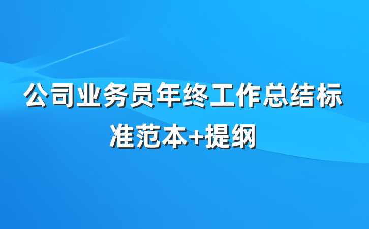 公司业务员年终工作总结标准范本 提纲