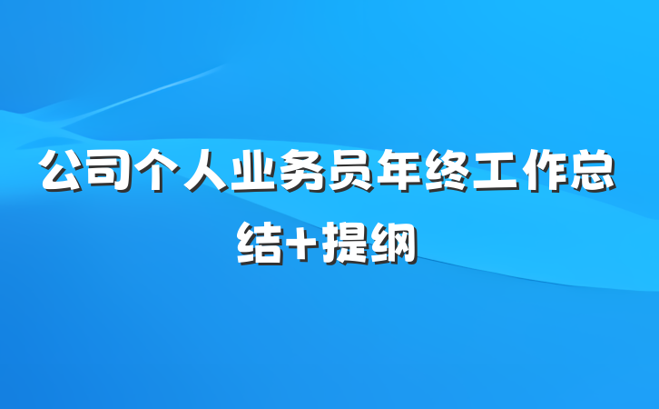 公司个人业务员年终工作总结 提纲