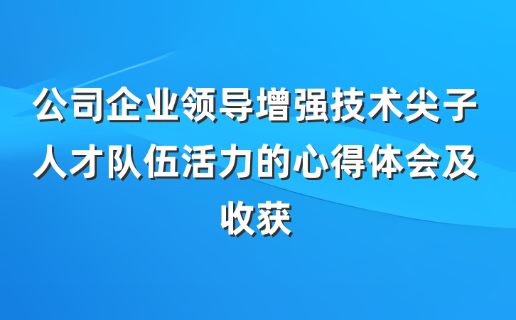 公司企业领导增强技术尖子人才队伍活力的心得体会及收获