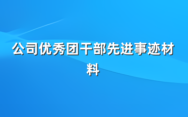 公司优秀团干部先进事迹材料