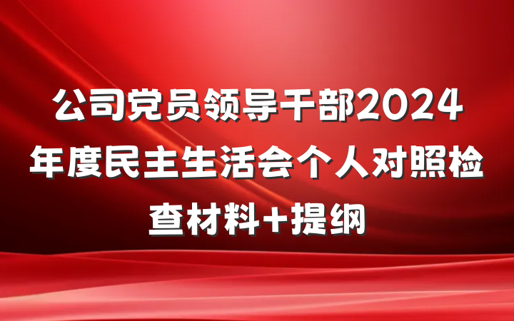 公司党员领导干部2024年度民主生活会个人对照检查材料 提纲