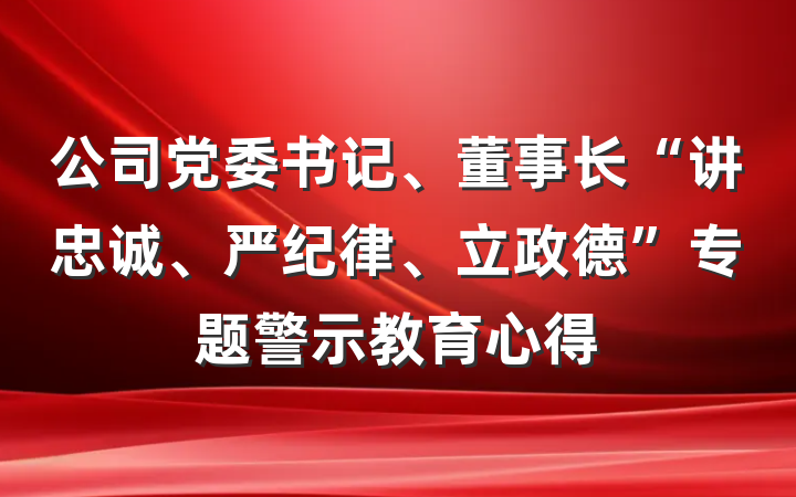 公司党委书记、董事长“讲忠诚、严纪律、立政德”专题警示教育心得