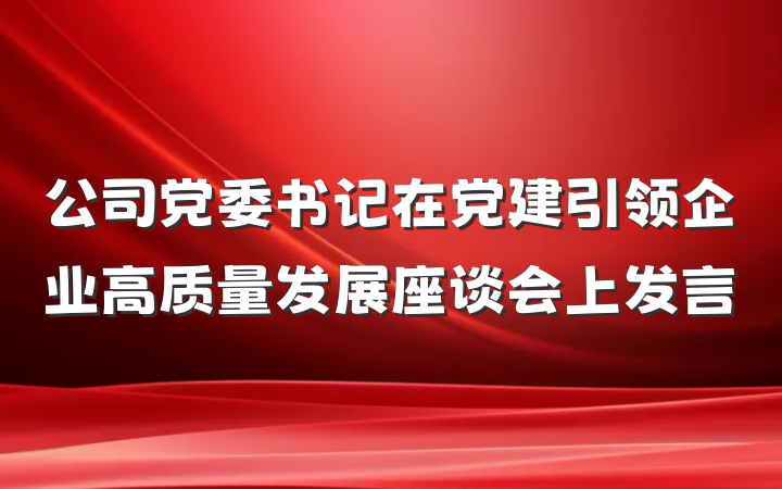 公司党委书记在党建引领企业高质量发展座谈会上发言