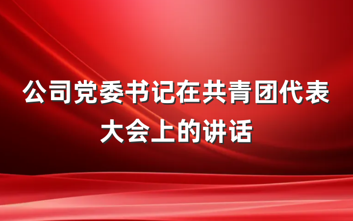 公司党委书记在共青团代表大会上的讲话
