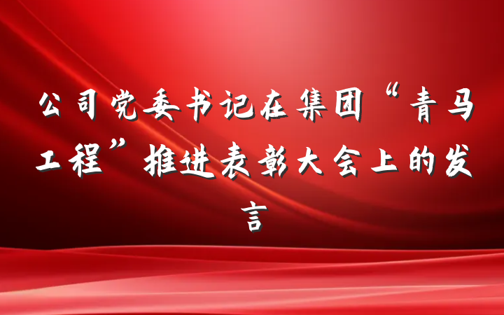 公司党委书记在集团“青马工程”推进表彰大会上的发言