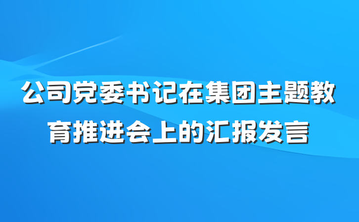 公司党委书记在集团主题教育推进会上的汇报发言