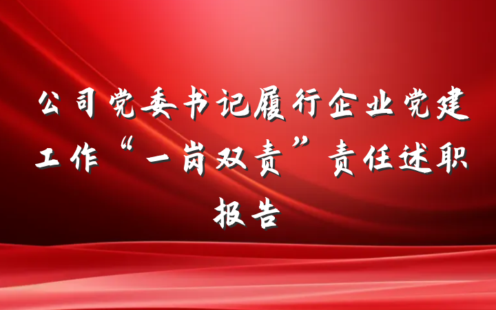 公司党委书记履行企业党建工作“一岗双责”责任述职报告