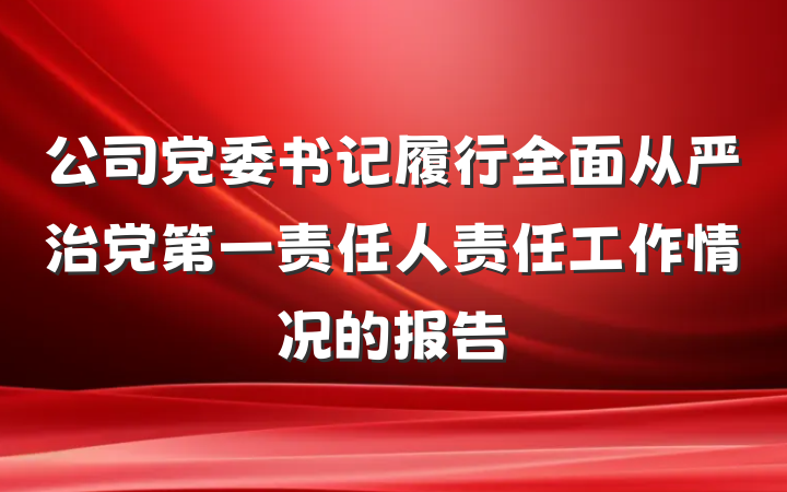 公司党委书记履行全面从严治党第一责任人责任工作情况的报告