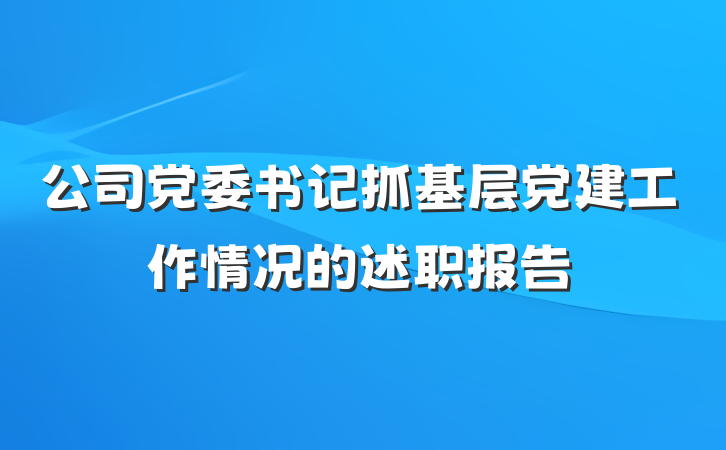 公司党委书记抓基层党建工作情况的述职报告