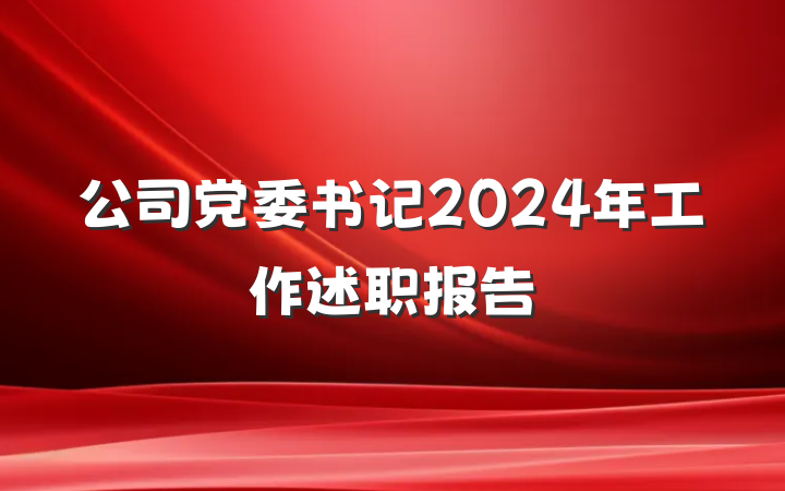 公司党委书记2024年工作述职报告