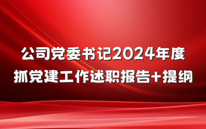 公司党委书记2024年度抓党建工作述职报告 提纲