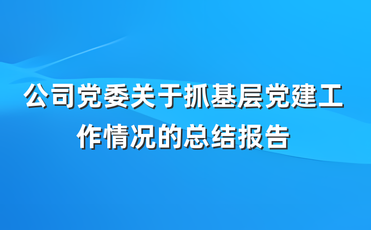 公司党委关于抓基层党建工作情况的总结报告
