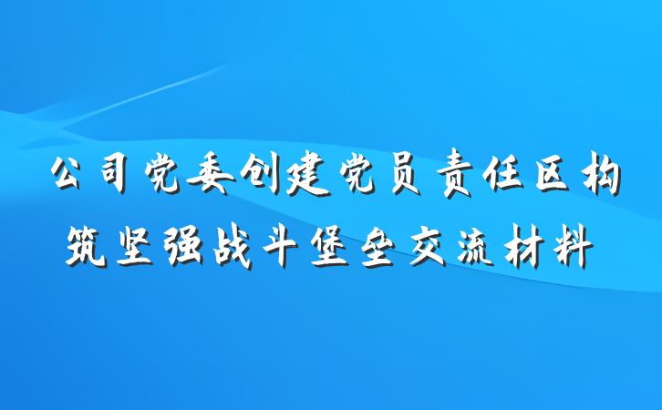 公司党委创建党员责任区构筑坚强战斗堡垒交流材料