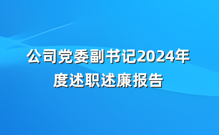 公司党委副书记2024年度述职述廉报告