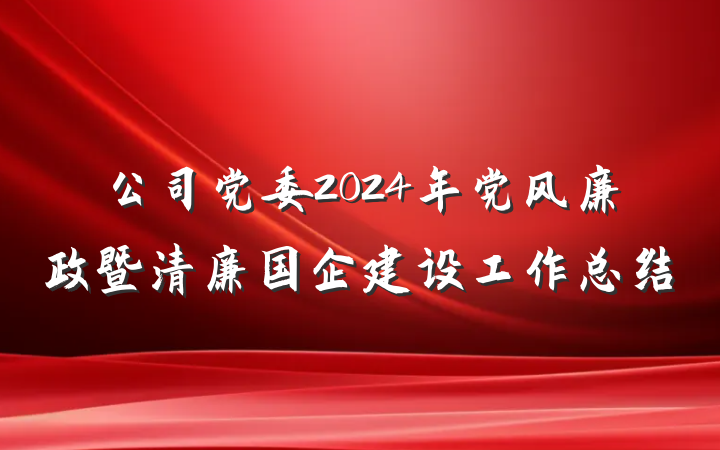 公司党委2024年党风廉政暨清廉国企建设工作总结
