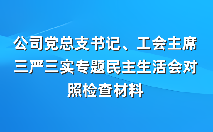 公司党总支书记、工会主席三严三实专题民主生活会对照检查材料