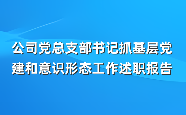 公司党总支部书记抓基层党建和意识形态工作述职报告