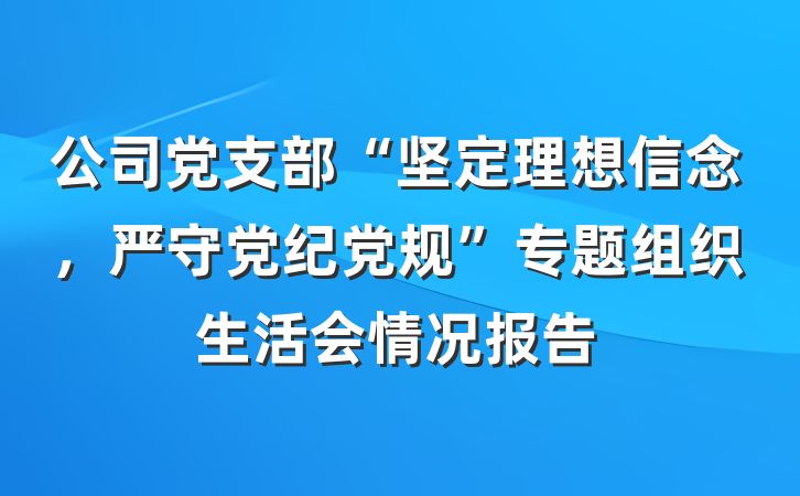 公司党支部“坚定理想信念,严守党纪党规”专题组织生活会情况报告