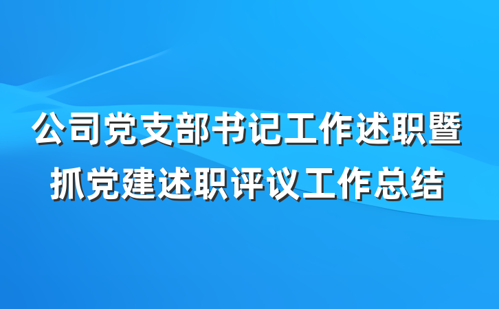 公司党支部书记工作述职暨抓党建述职评议工作总结