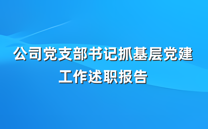 公司党支部书记抓基层党建工作述职报告